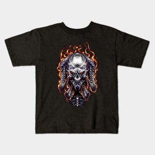 Dark Fire Demon Skull Kids T-Shirt